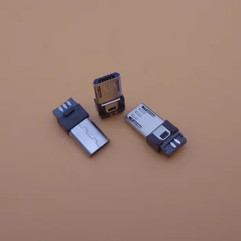 10-1000Pcs Micro USB konektora Typu B 5Pin Muž Plug Drôt Spájkovanie Konektor Pre DIY Zvárania Typ Chvost Nabíjací port Mobilný Telefón