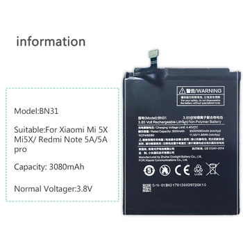 Batérie pre Xiao Mi A1 Redmi S2 Poznámka 5A 5X 5A Pro S2 Y1 , MPN Originál: BN31