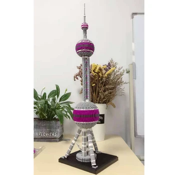 BS 9921 Svetovej Architektúry Oriental Pearl Rádio, TV Tower 3D Modle DIY Mini Diamond Blokov Tehlovej Budove Hračka pre Deti Darček 162533