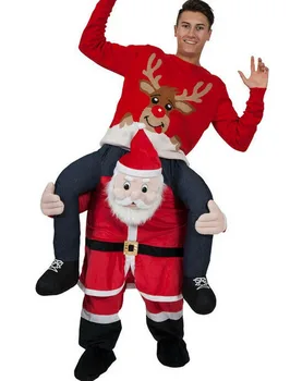 Cosplay Santa Claus Maskot Jazda na Ramene ma späť cosutme nohavice šaty NÁM Vianoce