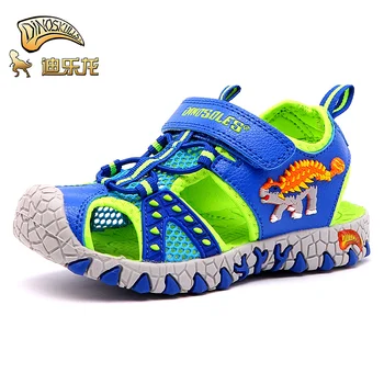 DINOSKULLS detské Letné Topánky Chlapci Sandále Dinosaura Cut-Outs Uzavreté Prst Módne 5T Deti Bežné Plážové Sandále Anti-klzké 16423