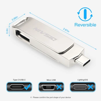 DISAIN USB C Dual Flash, USB3.0/3.1 Typ C Vysoká Rýchlosť Palcom Jednotku Memory Stick Kompatibilný s Samsung Galaxy, Android 213