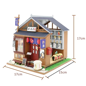 DIY Doll House Kit Miniatúrny domček pre bábiky s Nábytkom Japonskom Štýle, Vináreň 3D Drevený Dom Nový Rok Vianočný Darček Hračky Pre Deti,