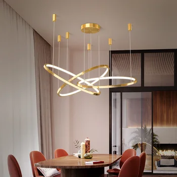 Jednoduché a ľahké luxusná obývacia izba luster osvetlenie krúžok post-moderný minimalistický lampy Nordic domov jedálenský led luster