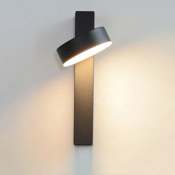 LED Nástenné Svietidlo s vypínačom 7W/9W Nordic Moderné nástenné svietidlo, spálne, obývacej izby, chodby štúdie čítanie sconces čierna a biela 1490