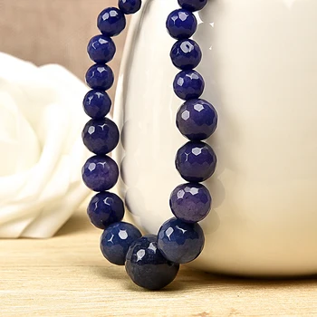 Modrá Chalcedony Gem svetlo sivá kolo perličiek tower 6-14 mm perličiek šperkov náhrdelník ušľachtilý a elegantný žien Náhrdelník 72798
