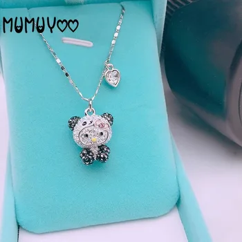 Módne šperky vysokej kvality kúzlo roztomilé sladké Roztomilý mačka panda crystal náhrdelník prívesok pre ženy darček 66034