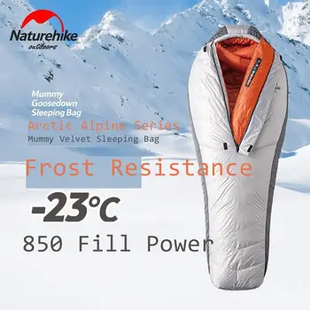 Naturehike 20D Arctic Alpine Hus Nadol Múmiový Spací Vak Super Udržať v Teple 850 FP Pohodlie Obmedzenia Teplota -23℃ -43℃