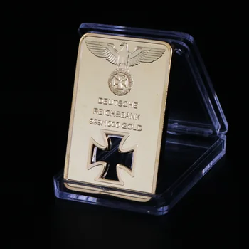 Nemecký Orol s Cross Gold Bar Jednu Uncu Nemecko Pozlátené Zlata Bar s Plastovými Prípadoch 44*28 mm