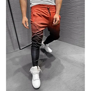 Príležitostné športové nohavice pánske gym fitness nohavice pánske jogger módne 3D gradient slim úsek pružné nohy športové nohavice