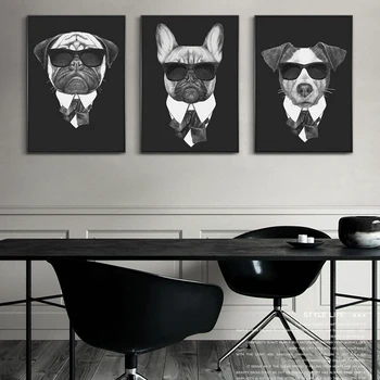 Psy v Obleku Plátno na Maľovanie Moderné Zábavné Psov Plagáty a Tlač Wall Art Obrázok pre Obývacia Izba Domáce Dekorácie Cuadros