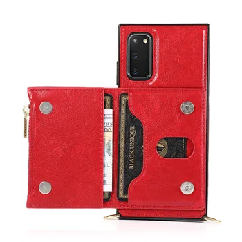 Puzdro Pre iPhone 12 mini 11 pro XS MAX XR X 7 8 6 6 plus kryt Luxusné kožené zips pevný peňaženky karty držiteľa Ramenný popruh pho 1073