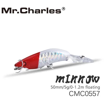 Pán Charles CMC0557 Rybárske Nástrahy 50mm/5g 0-1.2 m Plávajúce Kvalitné Profesionálne Ceruzka Pevného Návnadu 3D Oči Crankbait