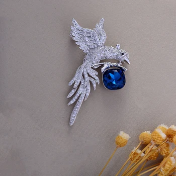 Roztomilé Modré Crystal Vták, Orol Brošňa pre Ženy Jednoduché Zirkón Drahokamu Módne Zvierat Pin sako Šperky Broches Vianočný Darček