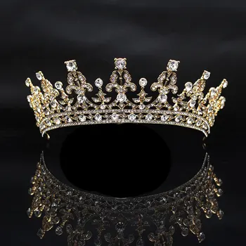 Strieborná Farba Zlatá Farba Crystal Princess Diadem Headdress Drahokamu Nevesta Koruny Tiara Svadobné Vlasové Doplnky Šperky JL