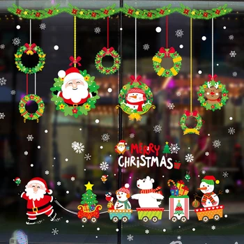 Veselé Vianoce Samolepky Na Stenu Okenného Skla Festival Stenu Santa Claus Vianočný Strom Okno Nálepky Ozdoby Nový Rok Dekor 16081