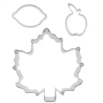 Veľký javorový list, Malé Jablko, Malý citrón tvarované 3 ks biscuit rezanie formy, pečenie nástroje, cake zdobenie mäkké cukríky nástroje. 4006