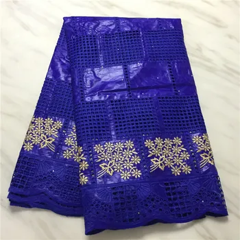 WD71296 Nový Príchod Vysokej kvality Afriky Embroiderey Bazin Riche guipure Multicolor Výrez Bavlnené Textílie, Čipky na šaty 5 yardov/veľa