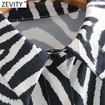 Zevity Ženy, Ročník Zebra Pruhované Tlač Bežné Tričko Office Lady Dlhý Rukáv Business Elegantné Blúzky Jeseň Retro Topy LS7362 227
