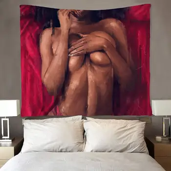 Čierne Sexy Ženy Afrických Amerických Žien, Červená Tapisérie Hippie Umenie Stene Visí 954