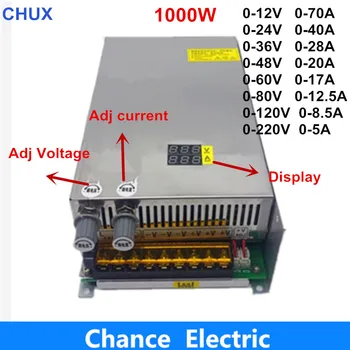 Nastaviteľné 1000W prepínanie napájania s 1000W Digitálny Displej napájanie pre led dc 12V 24V 36V 48V 60V 80V 120V 220V