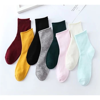 10 Párov Kvalitných Ženy Jeseň v Lete vata Farebné Ponožky Priedušná Okraji Roll Farebné Voľné Ponožky Potu-absorpcie BFC065