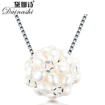 Dainashi Hot Predaj Módnych Elegantné Ručne tkaná Reálne Prírodné Sladkovodné Oválne Zemiakov Perly Korálkové Šperky, Prívesok pre Ženy