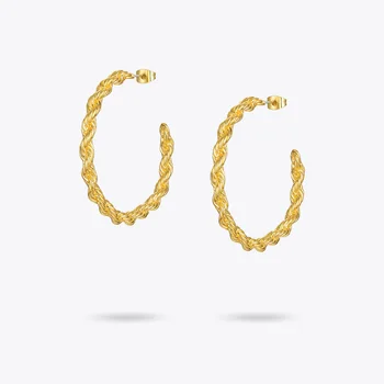 ENFASHION Twist Zakrivené Hoop Náušnice Pre Ženy, Zlatá Farba Kruhu Veľké Earings Módne Šperky 2020 Trend Kolczyki Strany E201209