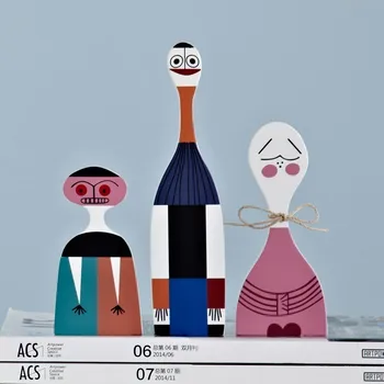 Móda Moderné Abstraktné Drevené Maľované Bábiky Rodiny Remesiel Dekorácie Deti Dar, Detské Hračky, Domáce Dekoratívne Umenie Model 3 Ks/Sada