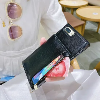 Puzdro Pre iPhone 12 mini 11 pro XS MAX XR X 7 8 6 6 plus kryt Luxusné kožené zips pevný peňaženky karty držiteľa Ramenný popruh pho