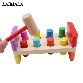 Drevené Búšenie Lavica Hammer Deti Hračiek Multifunkčný Nástroj Údržby Box Dieťa Matica Zmes