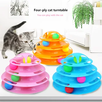 Vtipné Pet Hračky Mačka Crazy Ball Disku Interaktívne Zábavné Doska Hrať Disk Trilaminar Gramofónu Dve Vrstvy Cat Hračka Veža Sledovať Disk