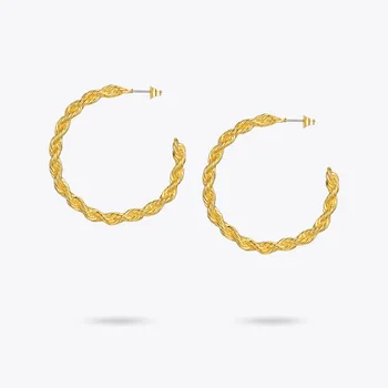 ENFASHION Twist Zakrivené Hoop Náušnice Pre Ženy, Zlatá Farba Kruhu Veľké Earings Módne Šperky 2020 Trend Kolczyki Strany E201209