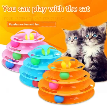 Vtipné Pet Hračky Mačka Crazy Ball Disku Interaktívne Zábavné Doska Hrať Disk Trilaminar Gramofónu Dve Vrstvy Cat Hračka Veža Sledovať Disk